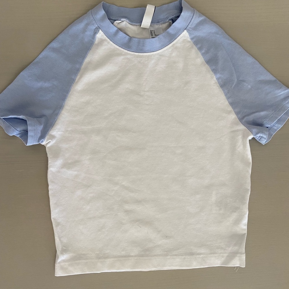 White and blue crop top